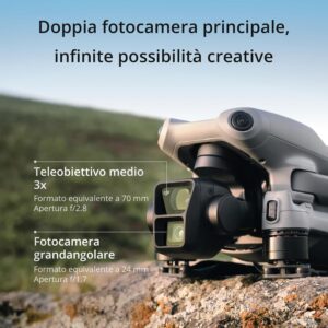 DJI Air 3 con DJI RC-N2, drone con fotocamera da 48 MP e video HDR 4K, in volo per immagini e video mozzafiato.