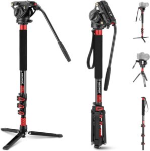 Treppiede monopiede Neewer in fibra di carbonio per DJI RS Gimbal, ideale per videomaking professionale.