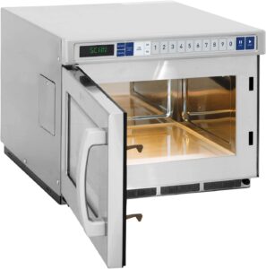 Microonde Royal Catering RC-MV-04 in acciaio inossidabile, potente e durevole, perfetto per l'uso professionale in cucina.