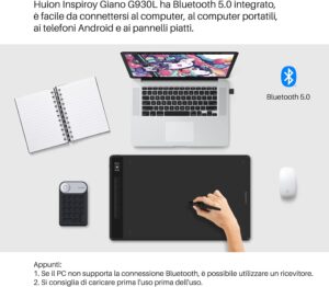 Tavoletta grafica HUION Inspiroy Giano G930L con Bluetooth 5.0 e pennino PW517