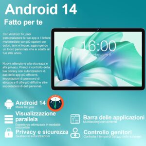 SKYEGG Tablet 10 Pollici Android 14 con 22 GB RAM, 128 GB ROM, tastiera, mouse e custodia, colore blu