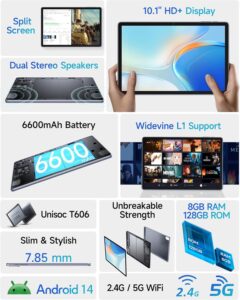 Ulefone Tab W10 2024, tablet Android 14 con schermo da 10.1", 5G e fotocamera 8 MP, disponibile in grigio