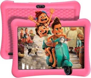 EagleSoar Tablet Bambini 10 Pollici con Custodia Rosa, Ideale per Apprendimento Educativo e Giochi Sicuri