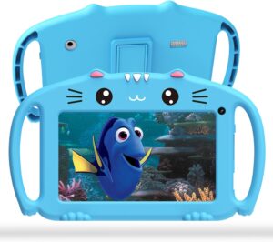 Tablet ascrecem 7 pollici per bambini con WiFi, Bluetooth e controllo parentale in colore blu  