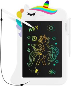 Genialba 8.8inch Unicorno LCD Tablet per Bambini, tavola da scrittura colorata con design a unicorno, ideale per apprendimento e divertimento.