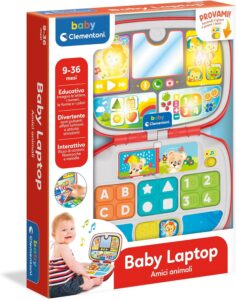 Clementoni Laptop Amici Animali, gioco educativo per bambini, con attività interattive per imparare numeri, lettere e suoni degli animali