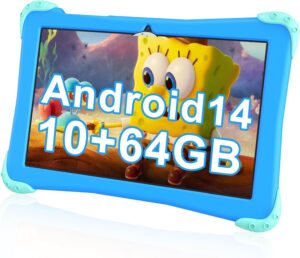 EagleSoar Tablet per Bambini da 10 Pollici con 10GB di RAM e 64GB di ROM, ideale per un apprendimento sicuro e divertente.