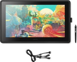 Wacom Cintiq 22 con display Full HD e penna di precisione Wacom Pro Pen 2, ideale per disegnatori e professionisti creativi.