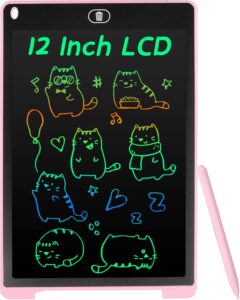 Coolzon Tavoletta Grafica LCD Scrittura Colorato 12 Pollice, perfetta per bambini e adulti con design portatile e funzionalità di cancellazione rapida.