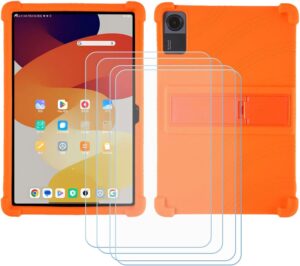 GYDQQKJ Cover per Doogee U9, morbido silicone TPU arancione, pellicola protettiva in vetro temperato, alta protezione per tablet