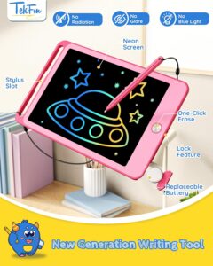 TEKFUN Tavoletta Grafica per Bambini 8,5 Pollici LCD, un gioco educativo ideale per bambini dai 3 agli 8 anni, disponibile in colore rosa.