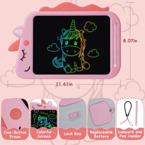 Fullware Lavagna per bambini con schermo LCD, motivo unicorno rosa, regalo educativo per bambini.