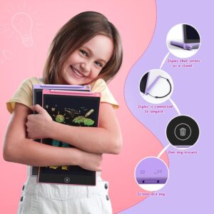 TECJOE Confezione da 2 vassoi LCD da 10 pollici colorati, ideali per bambini dai 3 ai 6 anni, disponibili in rosa e viola.