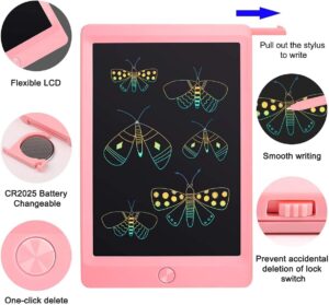 JOEAIS Tavolette per Scrittura LCD Colorato 8,5 Pollici in rosa, ideale per disegni, scrittura e appunti quotidiani