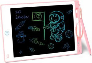 Vicloon Tavoletta Grafica LCD Scrittura, lavagna elettronica colorata per bambini, rosa, con penna e interruttore di blocco