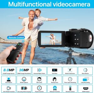 IXNAIQY Videocamera Digitale 1080P con schermo IPS e visione notturna