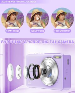 Fotocamera digitale compatta viola con zoom 16x