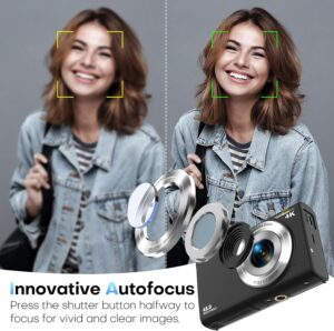 Fotocamera digitale nera con zoom 16X e display 4K