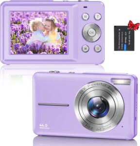 Fotocamera digitale compatta viola con zoom 16X e schermo LCD