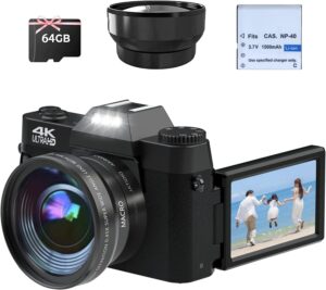 Fotocamera Digitale CCN 4K 48MP con schermo ribaltabile e connettività WiFi