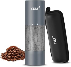 CERA + Macina Caffè Elettrico con custodia per il trasporto, ideale per caffè espresso a casa o in viaggio.