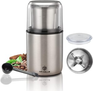 DR MILLS DM-7452A Macinino elettrico per spezie e caffè con lama e tazza in acciaio inox SUS304