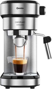 Cecotec Macchina da Caffè Cafelizzia 790 Steel, macchina per espresso e cappuccino con sistema Thermoblock, 20 bar di pressione, 1350 W e vaporizzatore orientabile