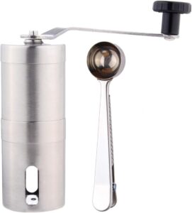 GWCLEO Macinacaffè Manuale in acciaio inox con smerigliatrice ceramica burr, compatto e ideale per caffè espresso e americano.